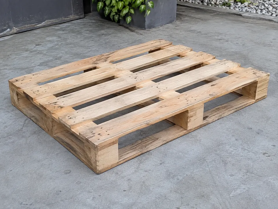 Flat wooden pallet deck on a clear floor. Preparation illustration.